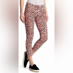 J Brand Mid Rise Cropped Skinny Jeans Jaguar Print Pink Leopard Size 23 NWT $228